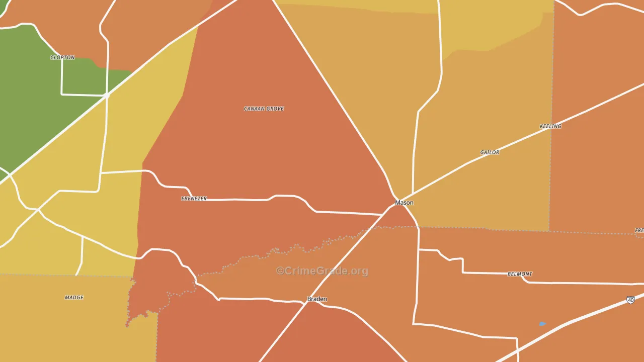 Mason, TN Map of Murder Rates