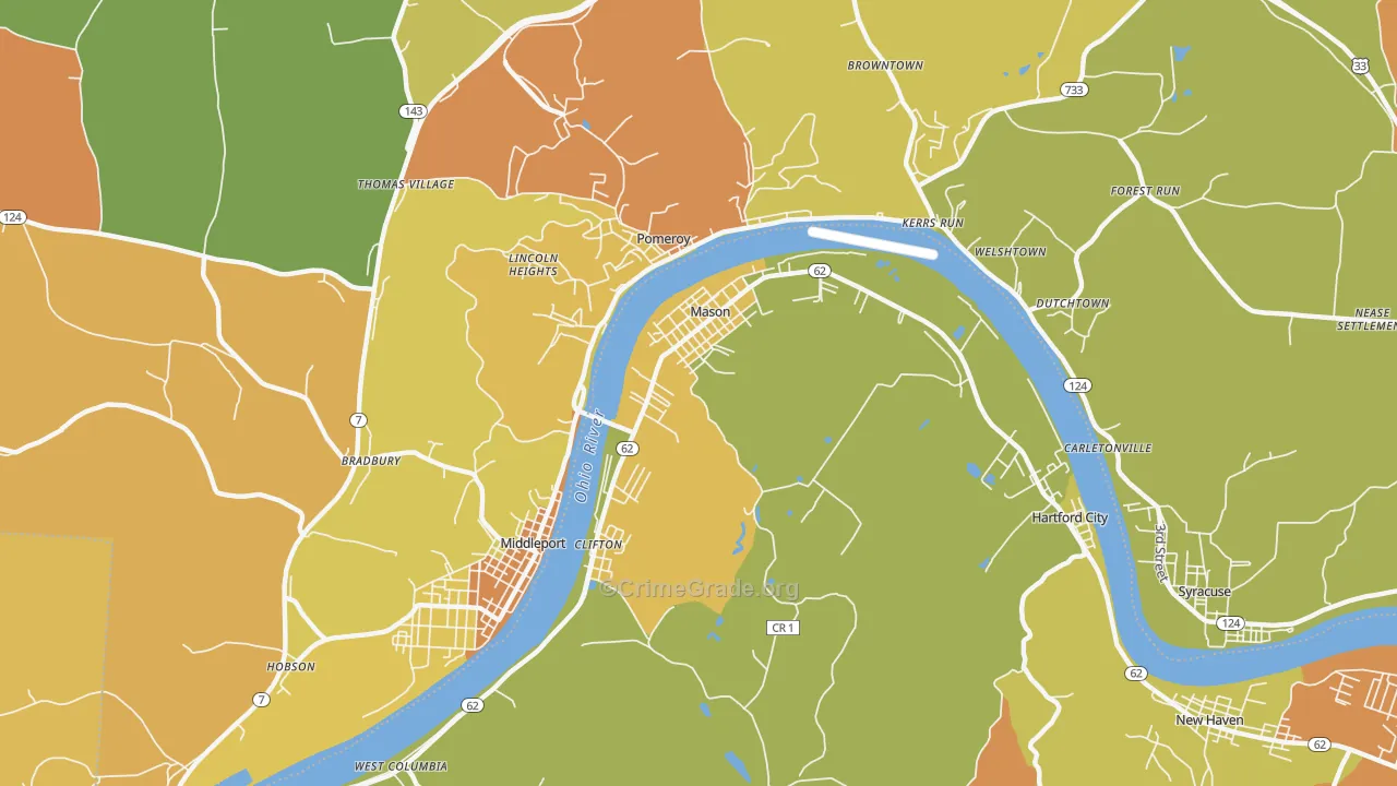 Mason, WV Map of Murder Rates