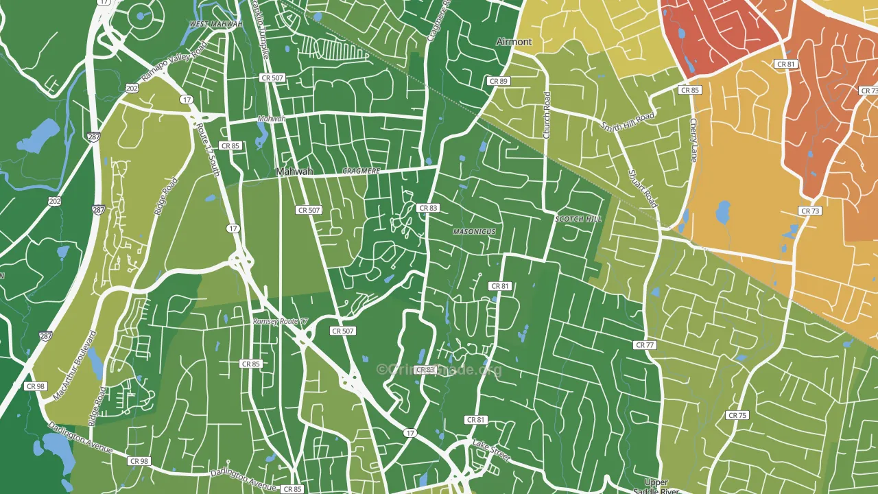 Masonicus, Mahwah, NJ Map of Murder Rates
