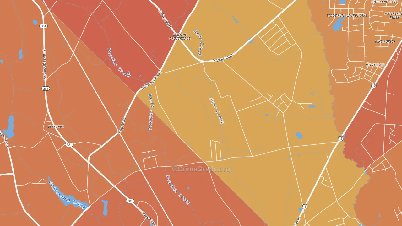 Masons Crossroads, NC Map of Murder Rates
