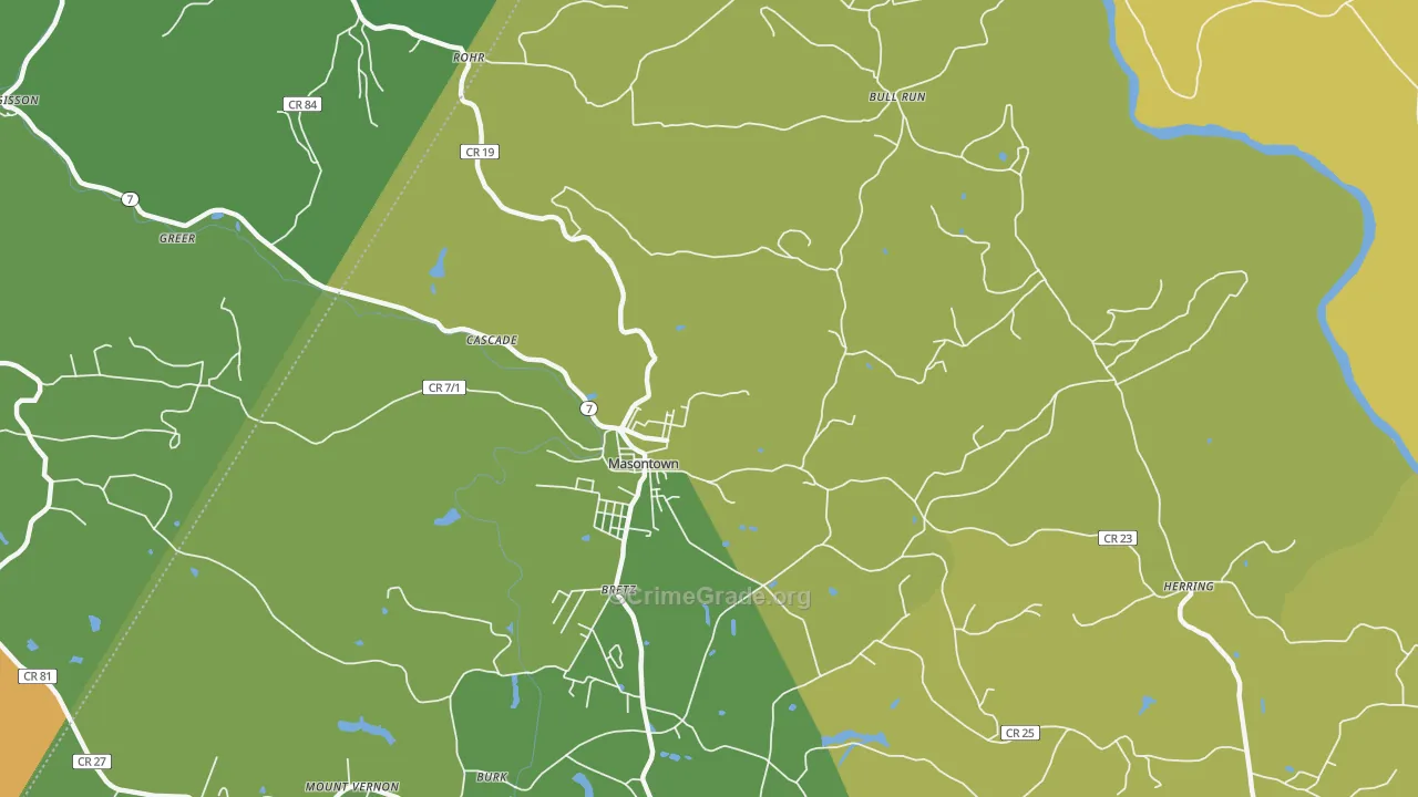 Masontown, WV Map of Murder Rates