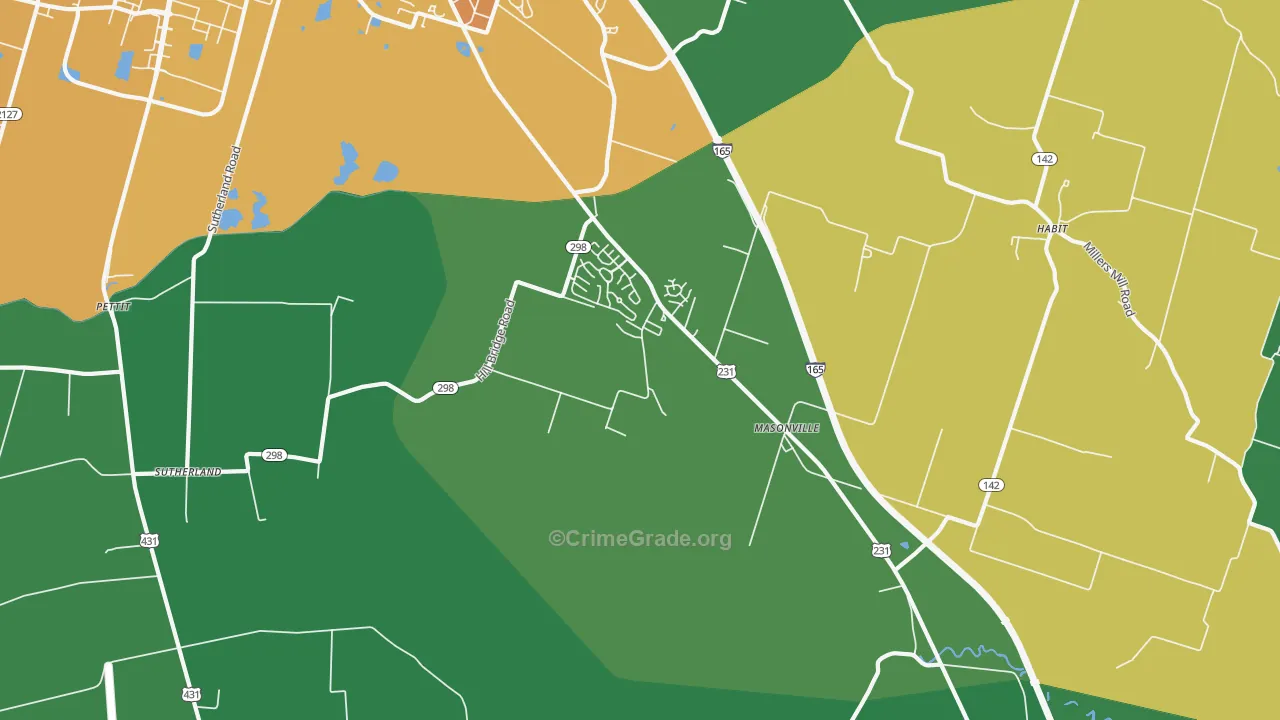 Masonville, KY Map of Murder Rates