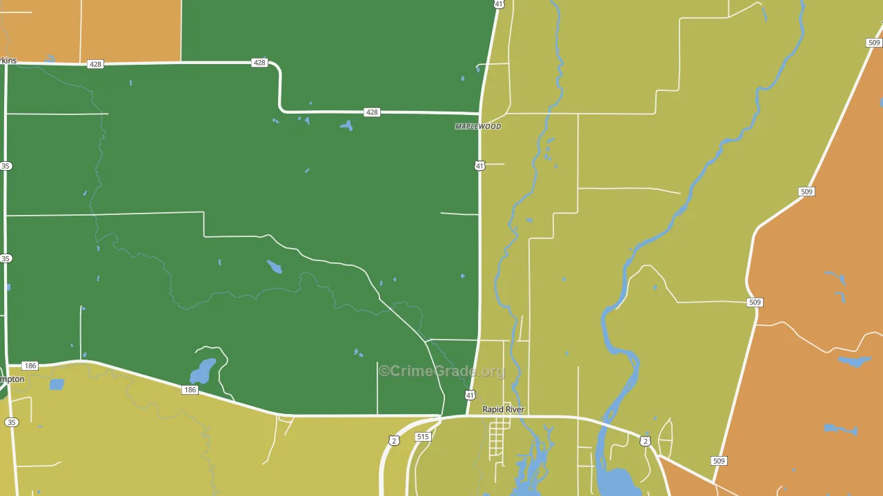 Masonville, MI Map of Murder Rates