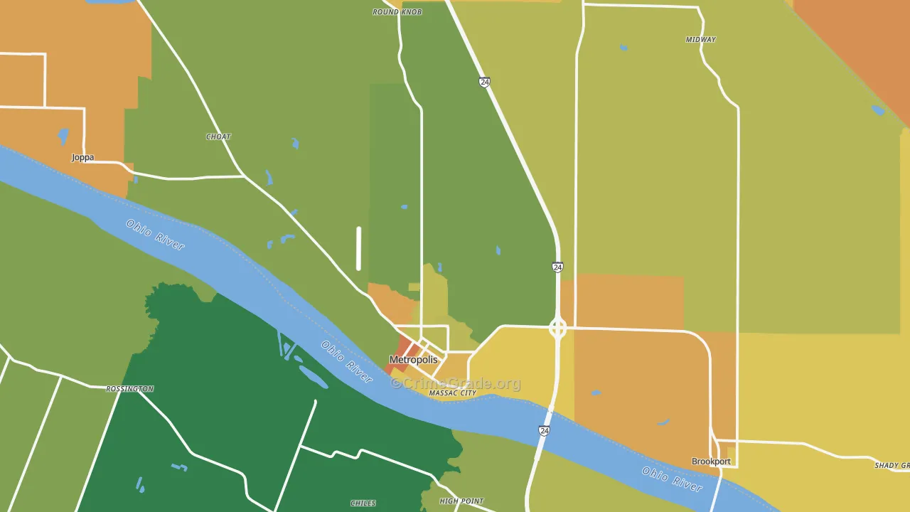 Massac County, IL Map of Murder Rates
