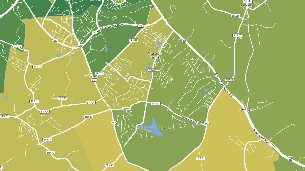 Massanetta Springs, VA Map of Murder Rates