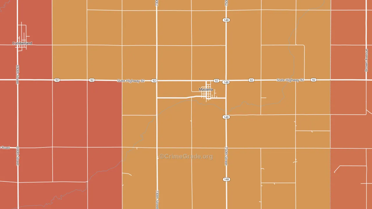 Massena, IA Map of Murder Rates