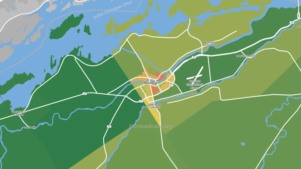 Massena, NY Map of Murder Rates