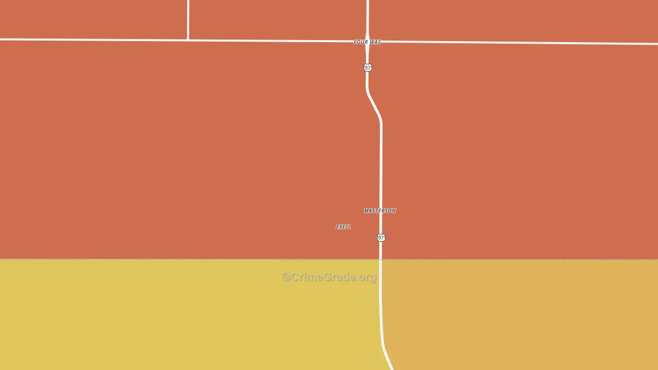 Masterson, TX Map of Murder Rates