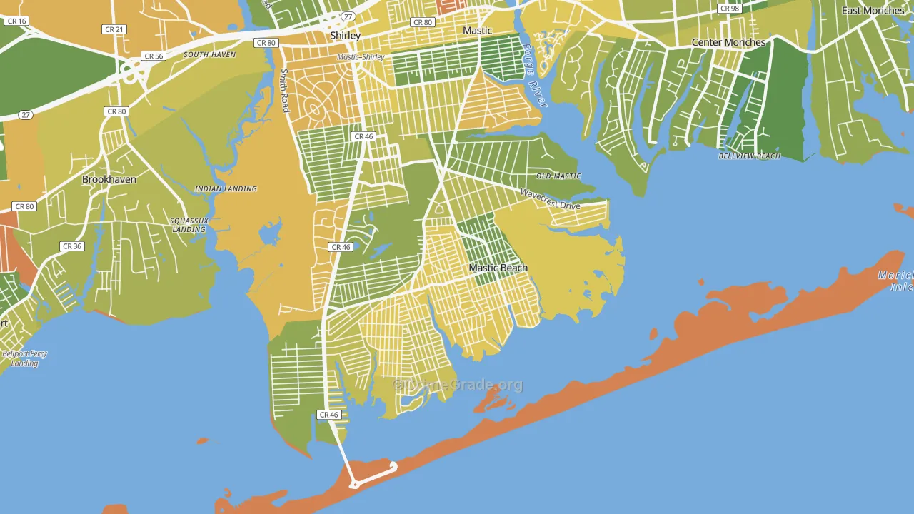 Mastic Beach, NY Map of Murder Rates