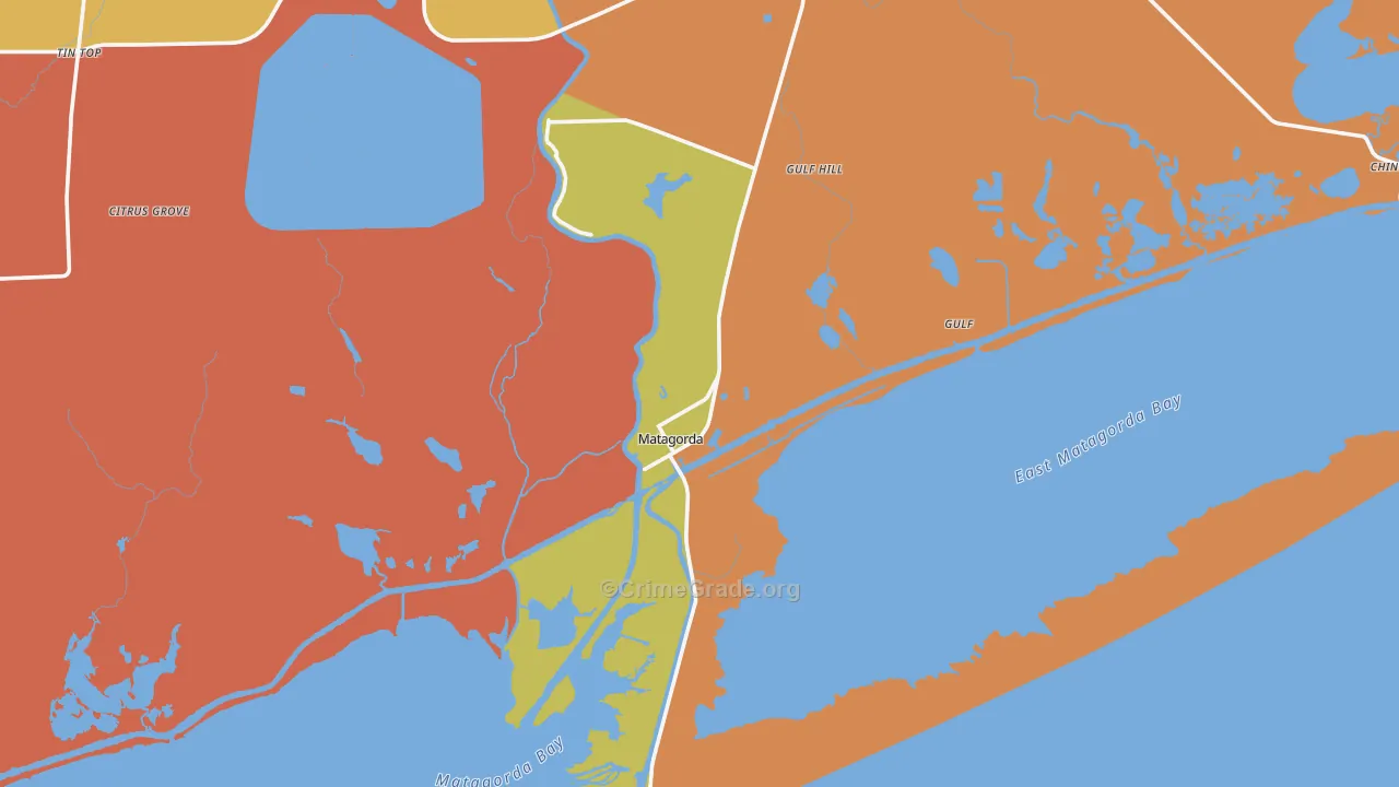 Matagorda, TX Map of Murder Rates