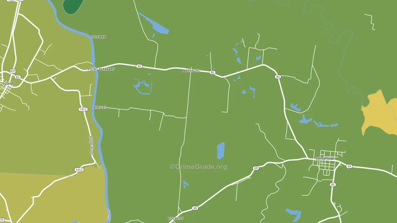 Matanzas, KY Map of Murder Rates