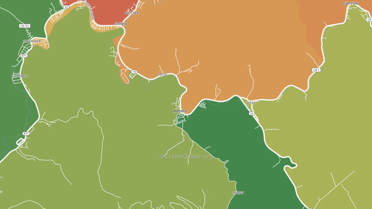 Matheny, WV Map of Murder Rates