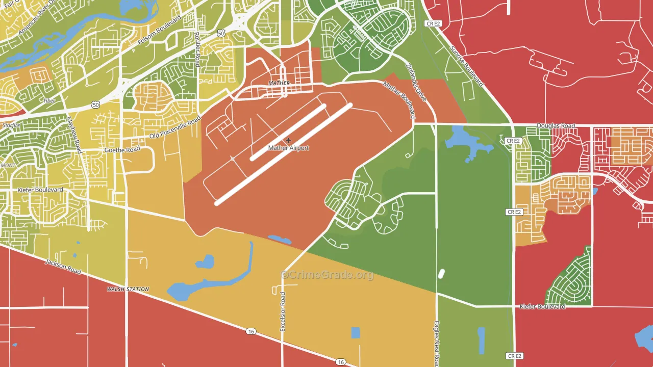 Mather, CA Map of Murder Rates