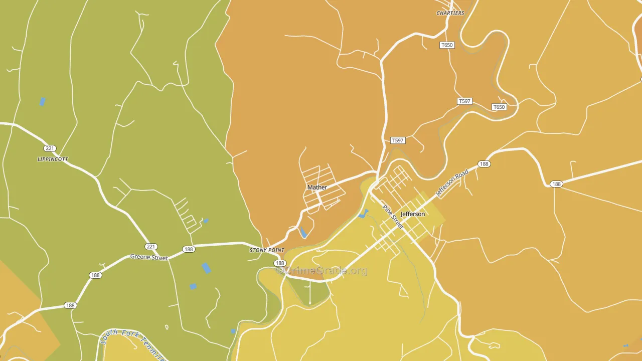Mather, PA Map of Murder Rates