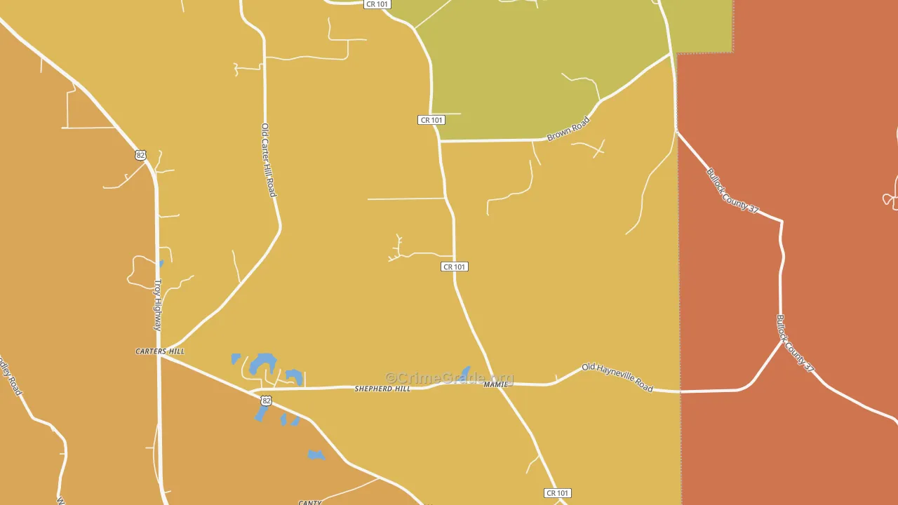 Mathews, AL Map of Murder Rates