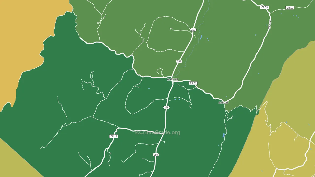 Mathias, WV Map of Murder Rates
