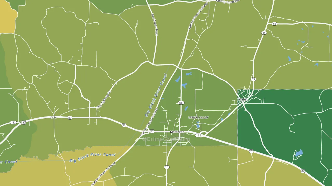 Mathiston, MS Map of Murder Rates