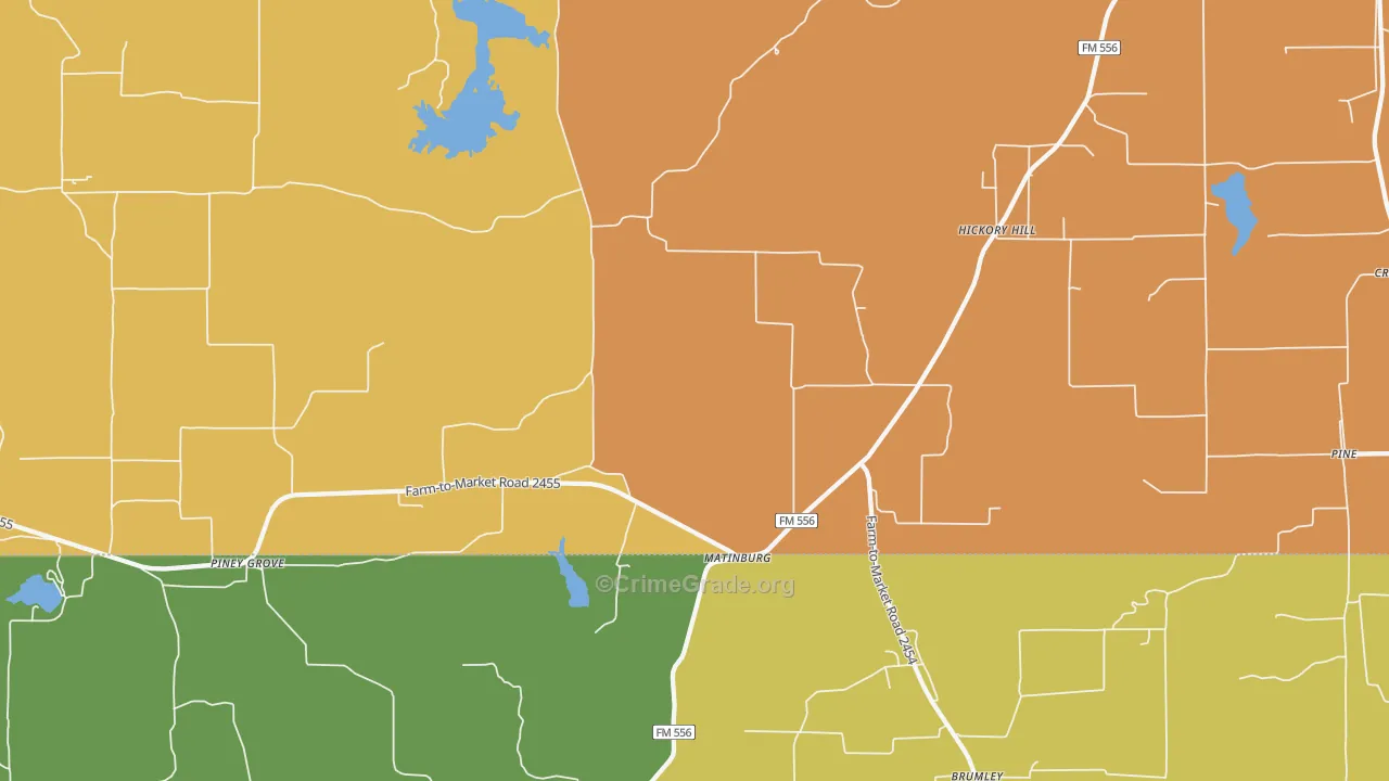 Matinburg, TX Map of Murder Rates