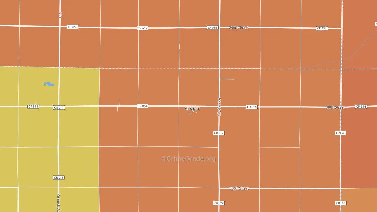 Matlock, IA Map of Murder Rates