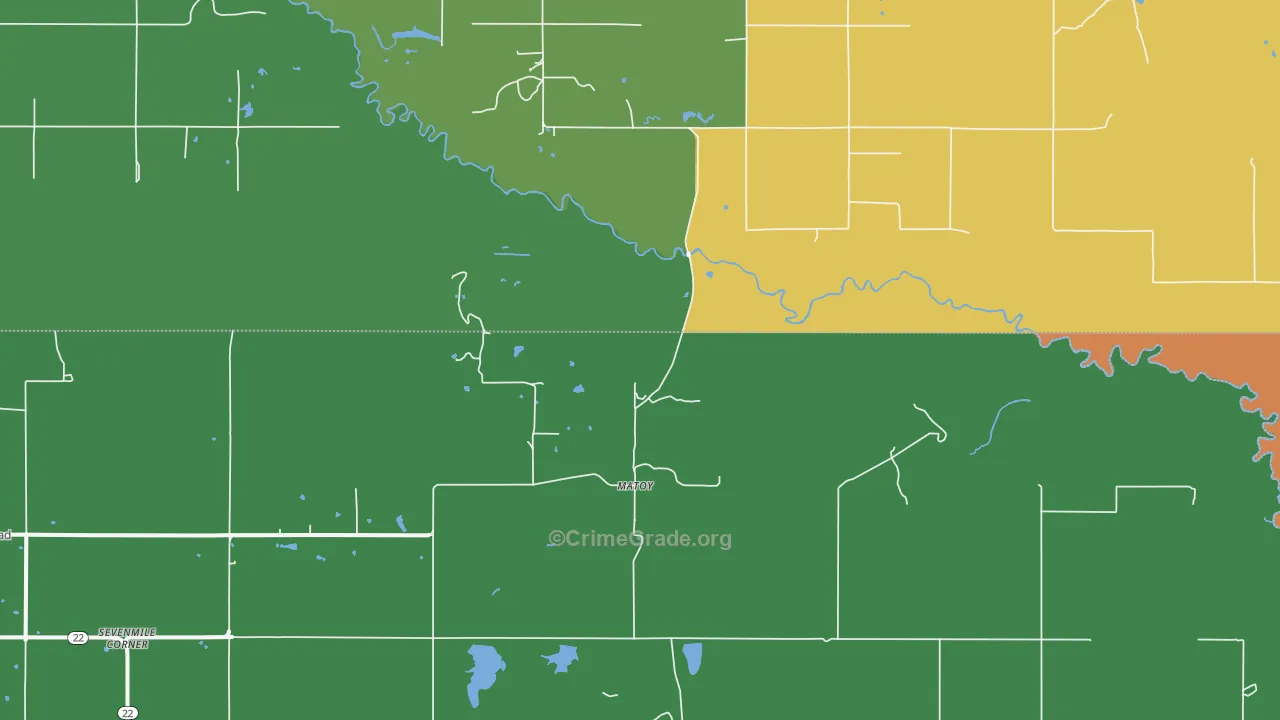 Matoy, OK Map of Murder Rates