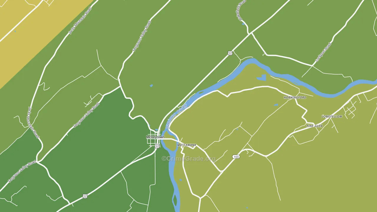 Mattawana, PA Map of Murder Rates