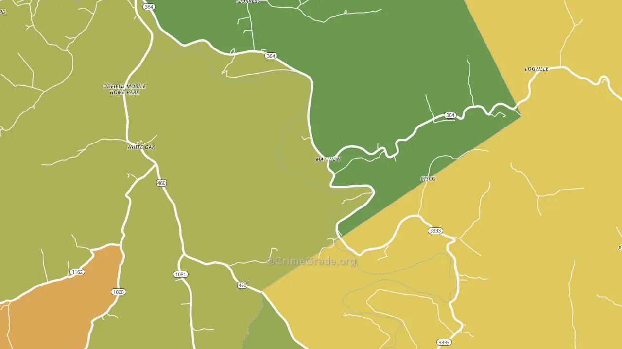 Matthew, KY Map of Murder Rates