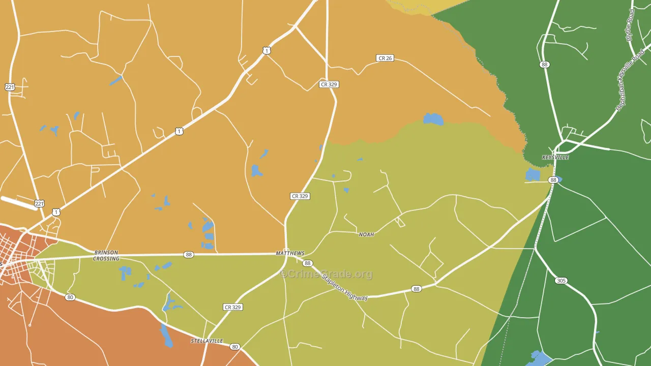Matthews, GA Map of Murder Rates