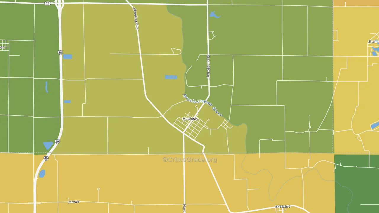 Matthews, IN Map of Murder Rates