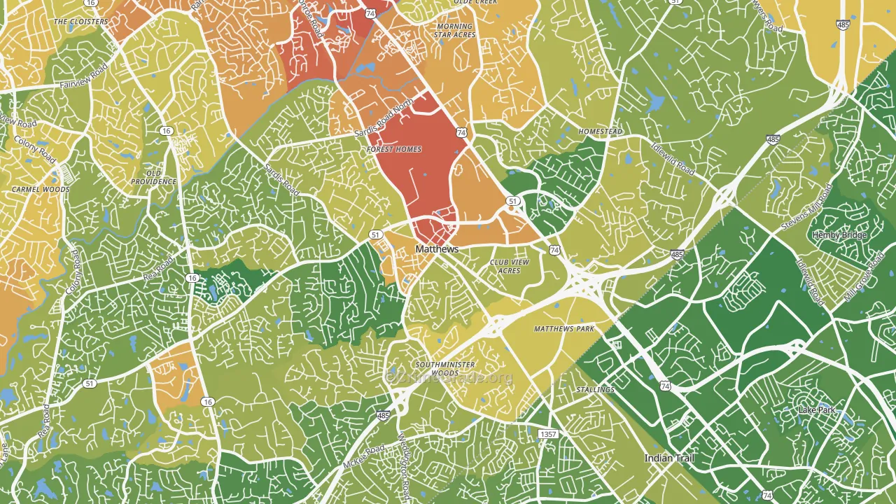 Matthews, NC Map of Murder Rates