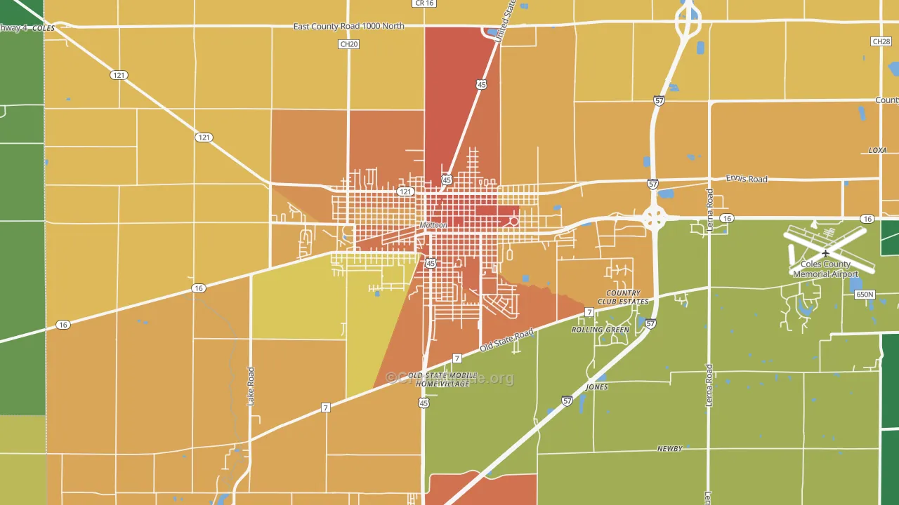 Mattoon, IL Map of Murder Rates