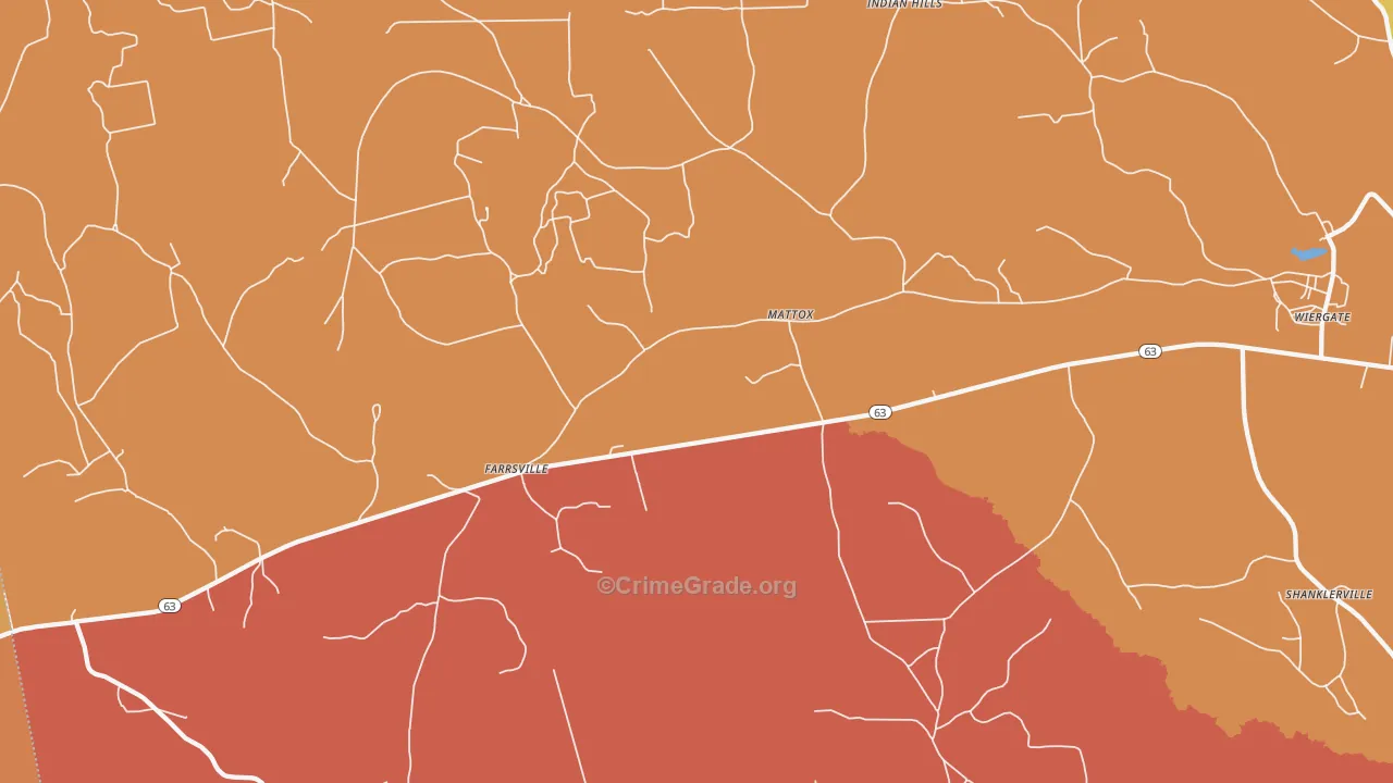 Mattox, TX Map of Murder Rates