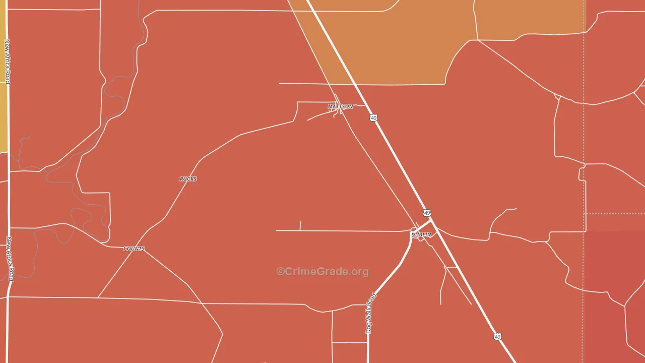 Mattson, MS Map of Murder Rates