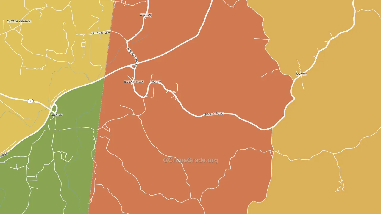 Maud, AL Map of Murder Rates
