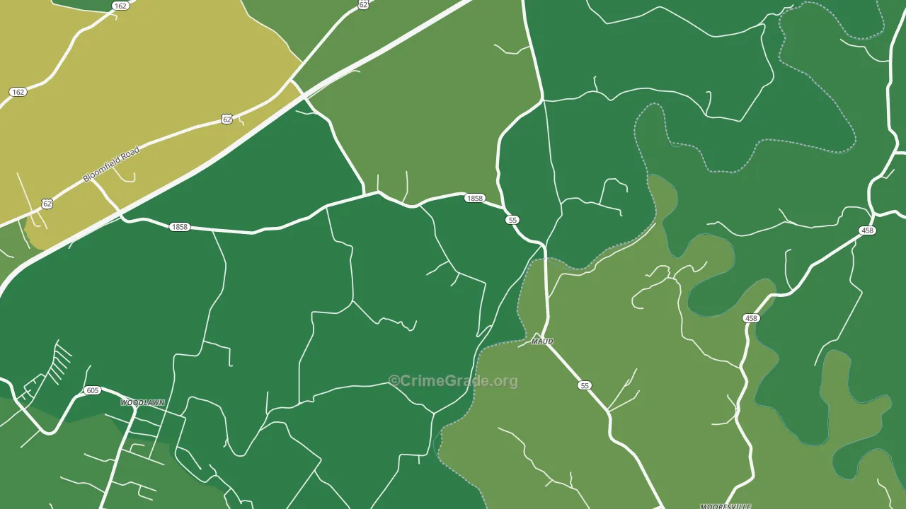 Maud, KY Map of Murder Rates
