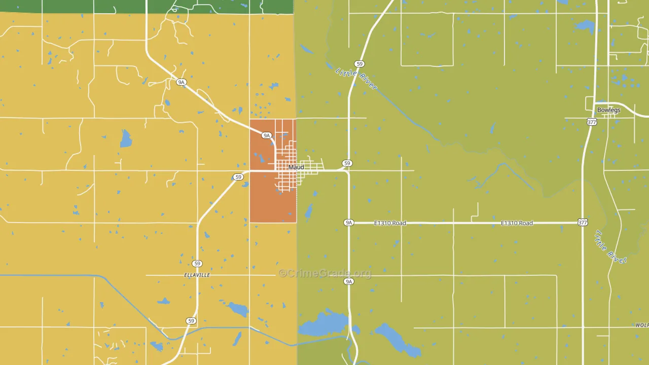 Maud, OK Map of Murder Rates