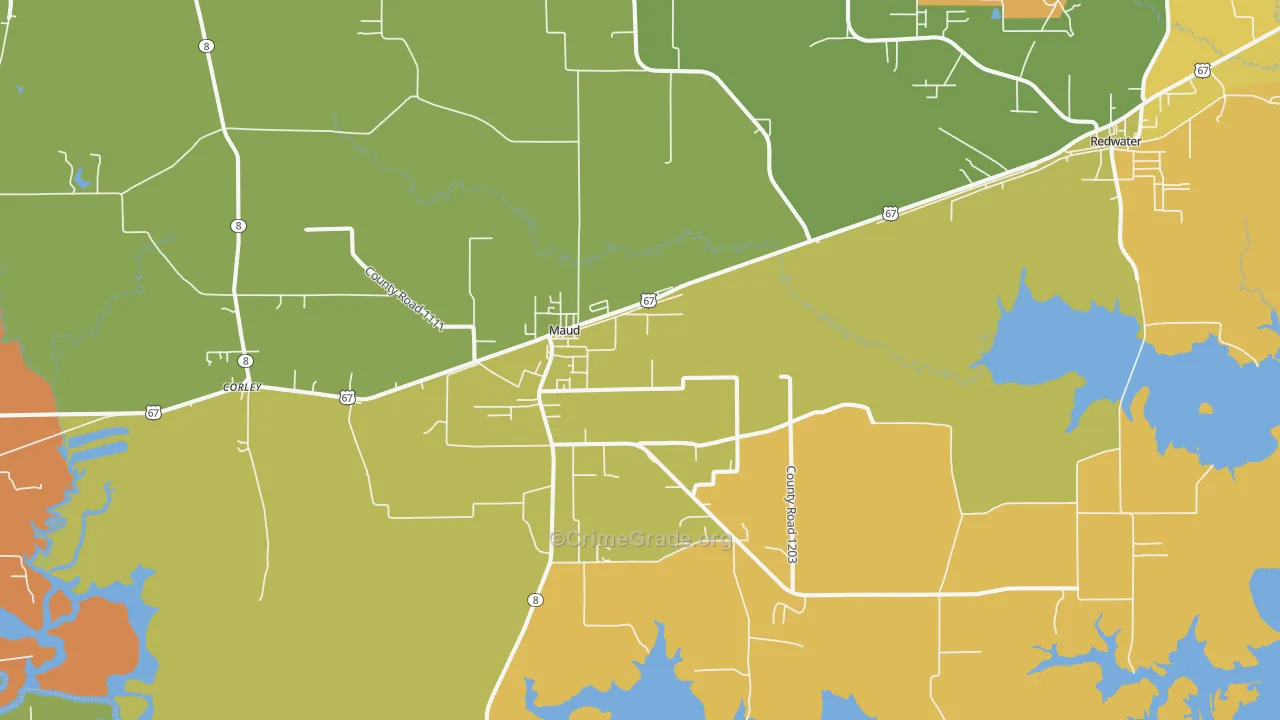 Maud, TX Map of Murder Rates