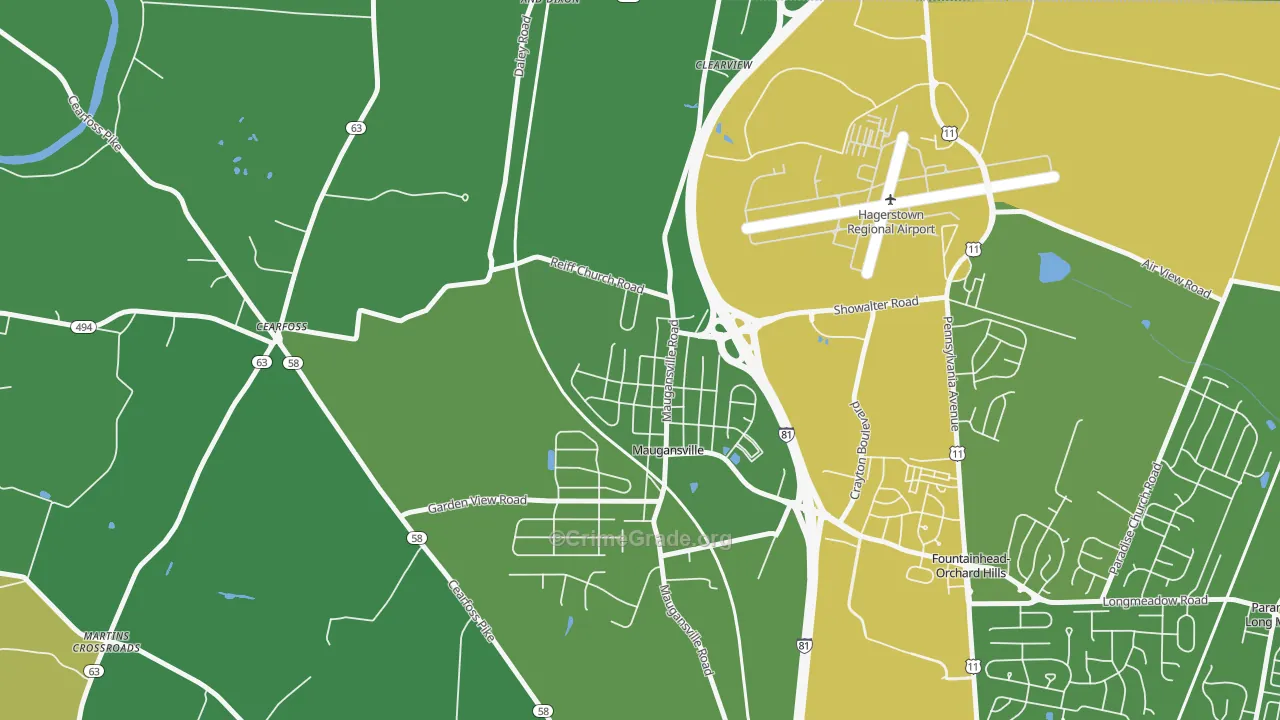 Maugansville, MD Map of Murder Rates