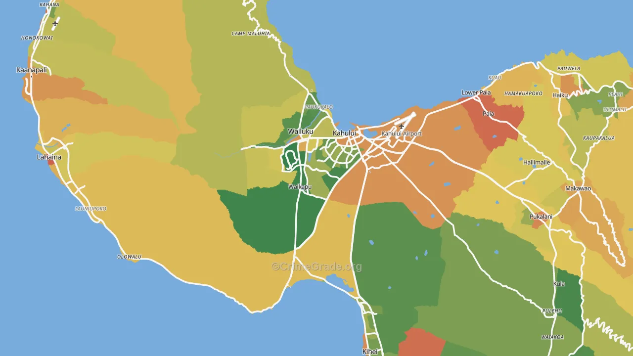 Maui County, HI Map of Murder Rates