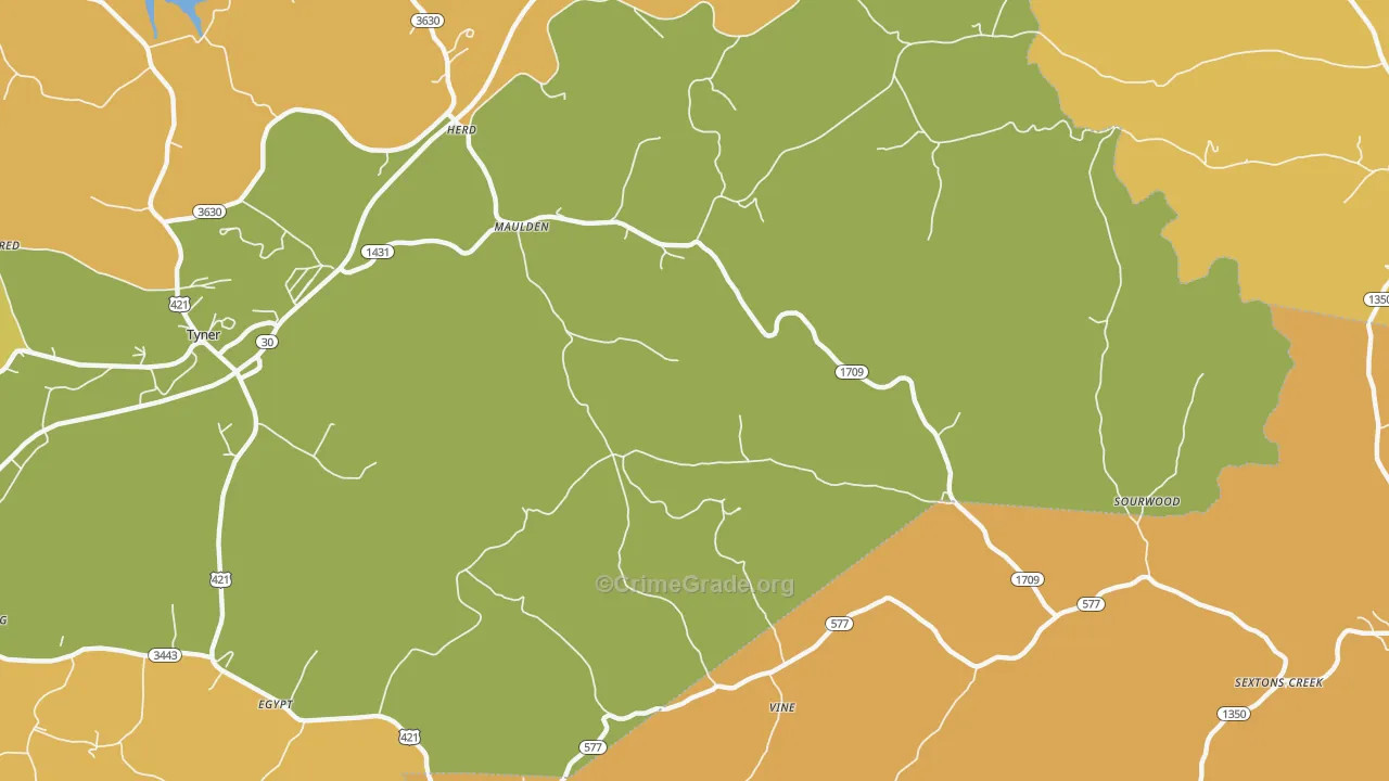 Maulden, KY Map of Murder Rates