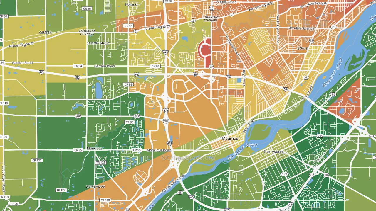 Maumee, OH Map of Murder Rates
