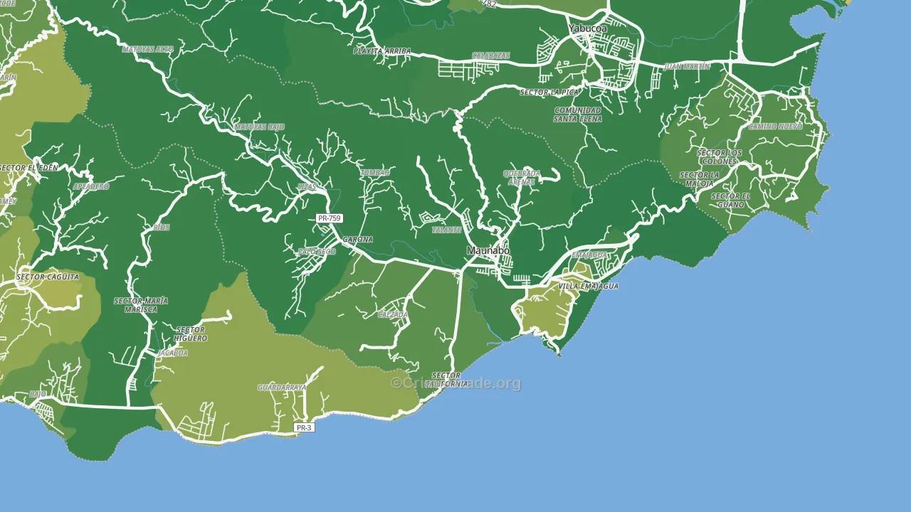 Maunabo, PR Map of Murder Rates