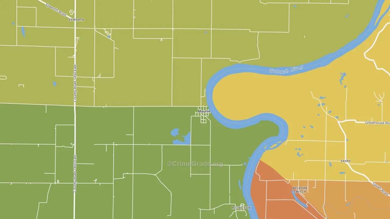 Maunie, IL Map of Murder Rates