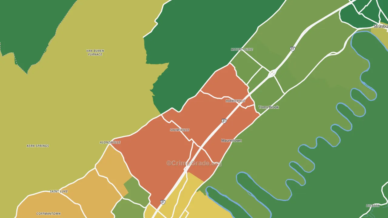 Maurertown, VA Map of Murder Rates