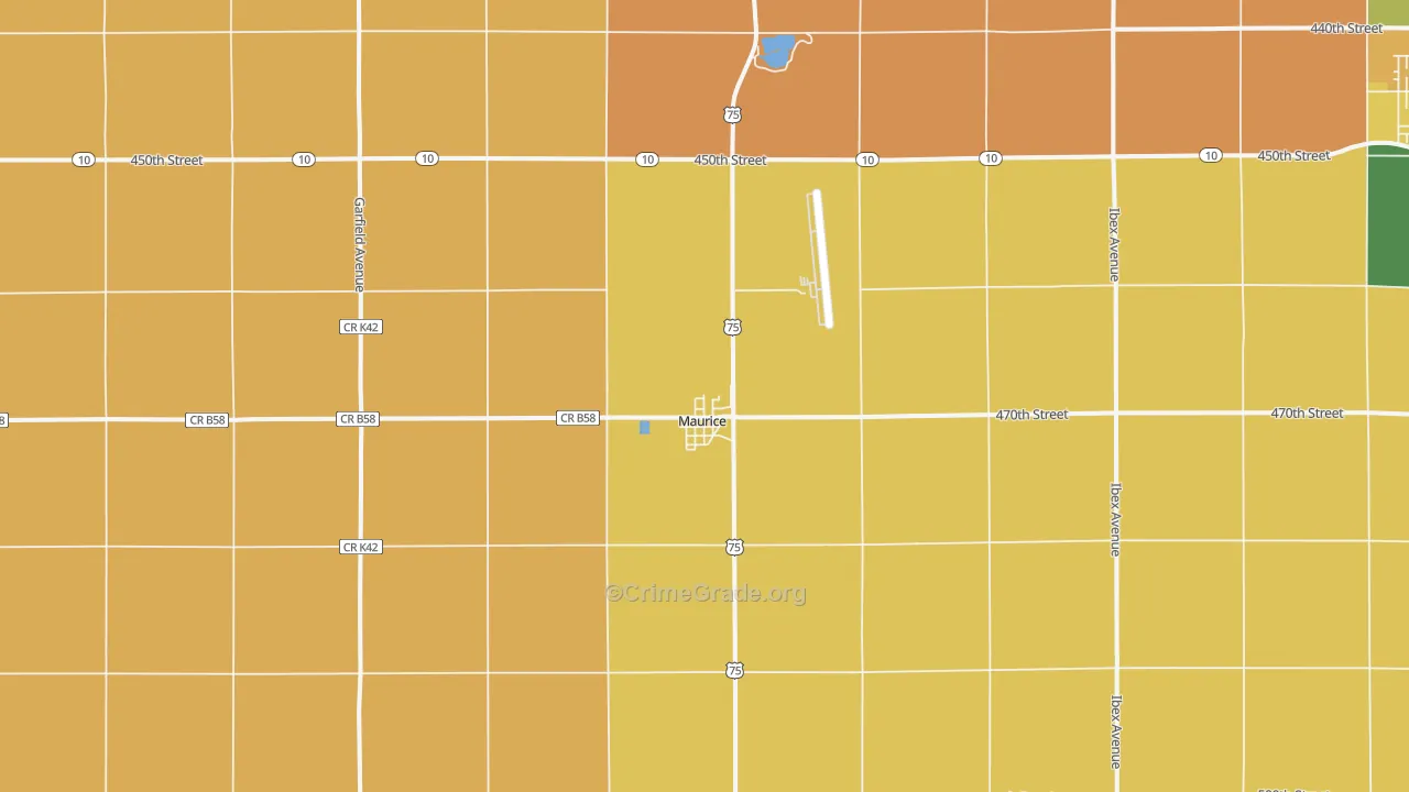 Maurice, IA Map of Murder Rates