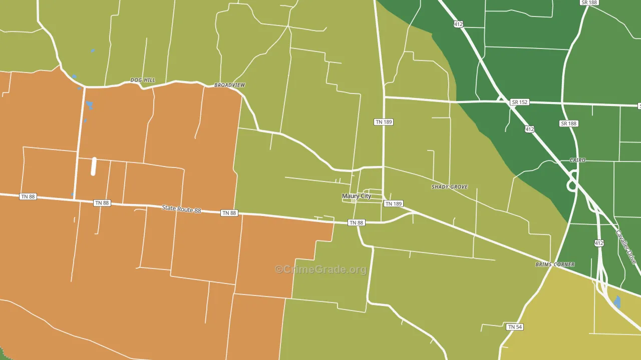 Maury City, TN Map of Murder Rates