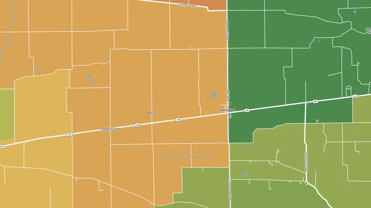 Mauzy, IN Map of Murder Rates