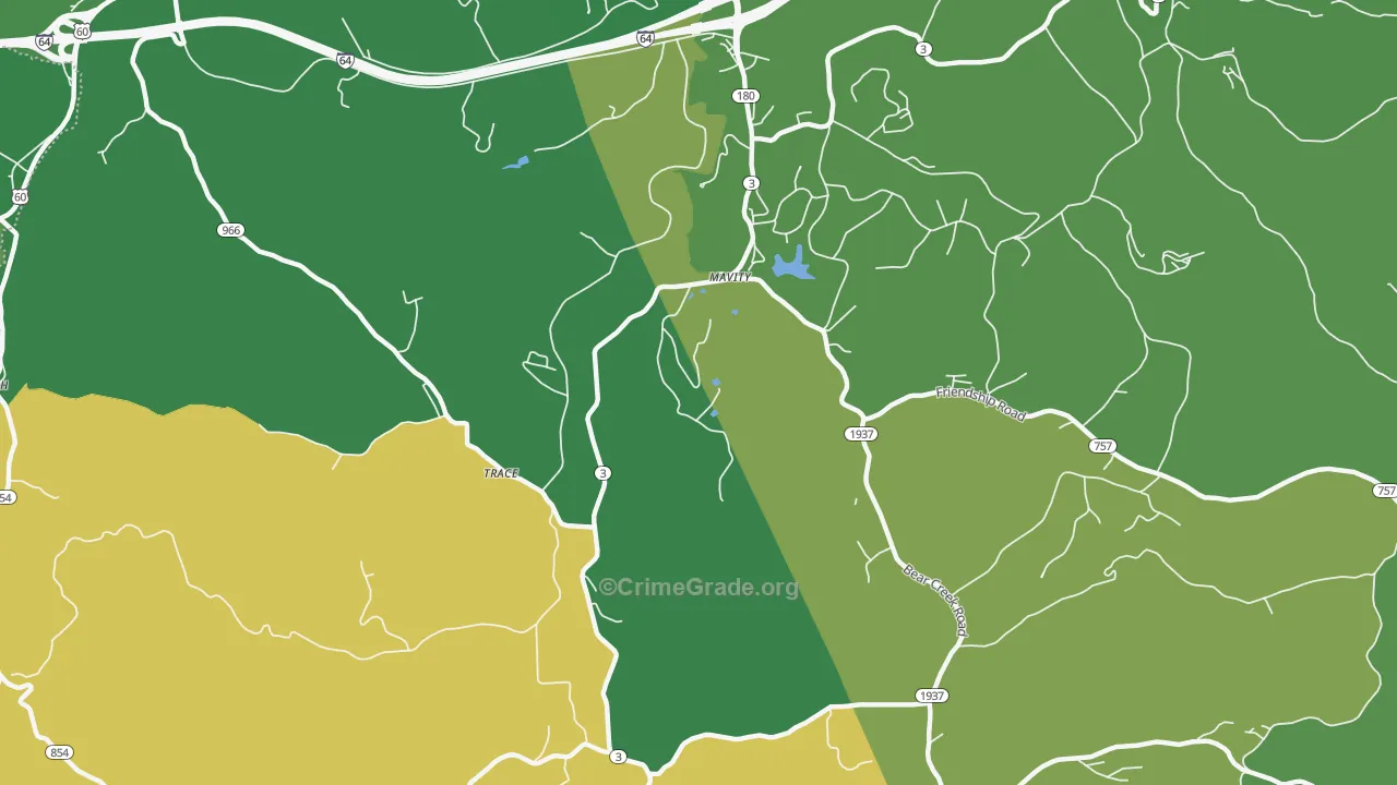 Mavity, KY Map of Murder Rates