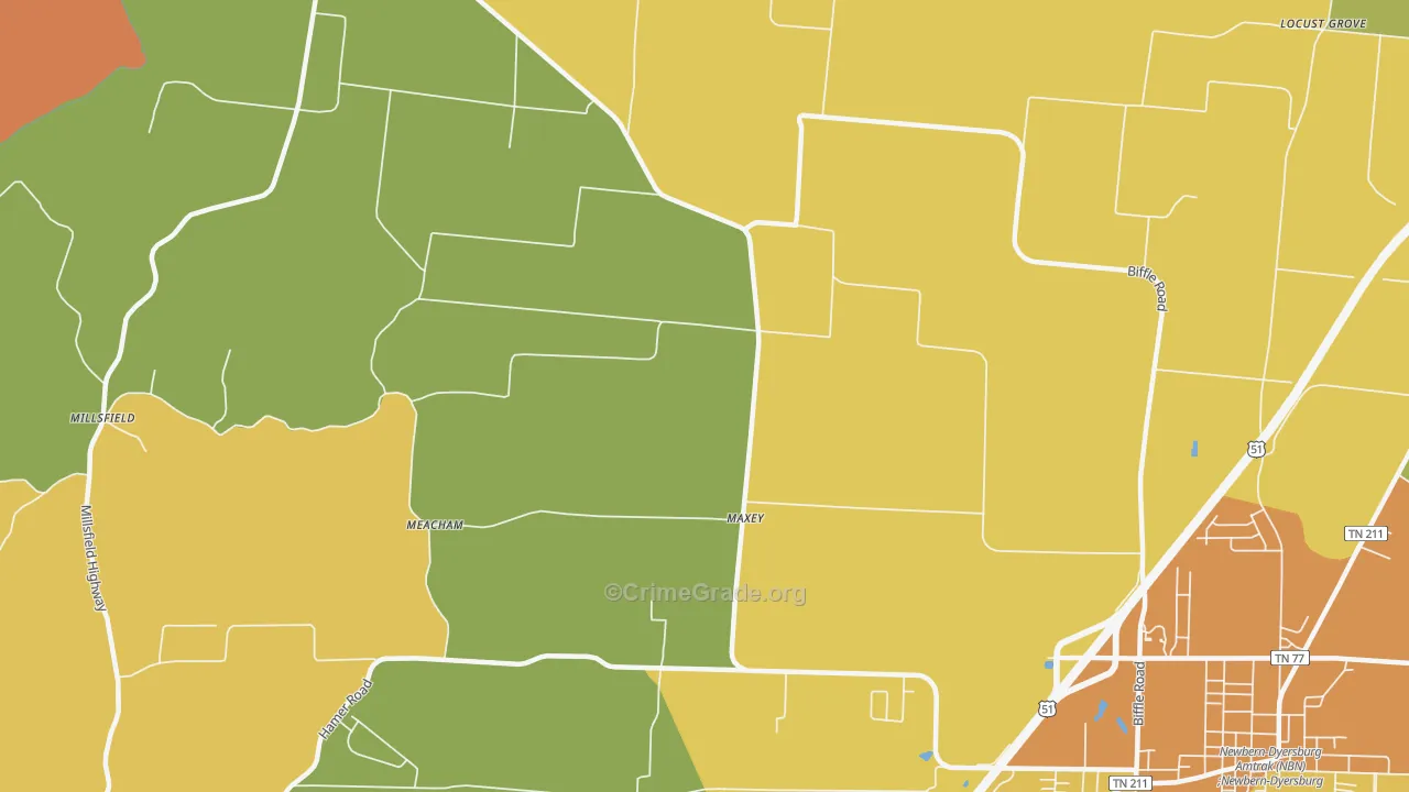 Maxey, TN Map of Murder Rates