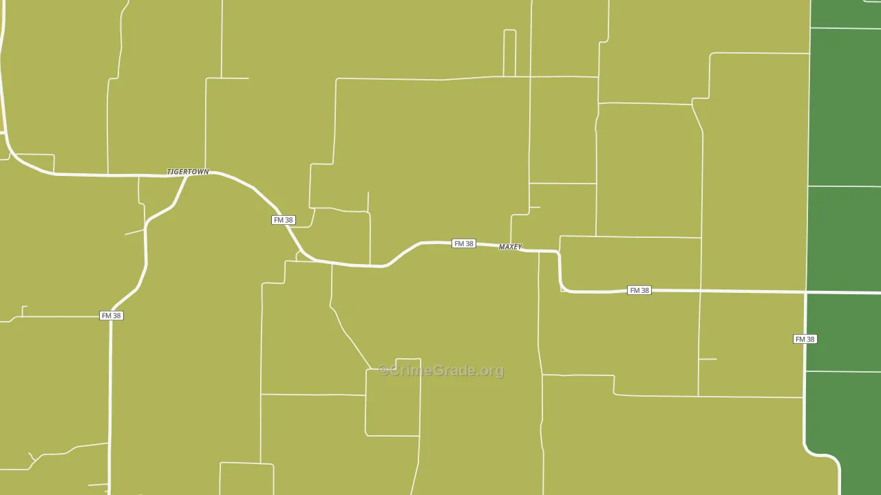 Maxey, TX Map of Murder Rates