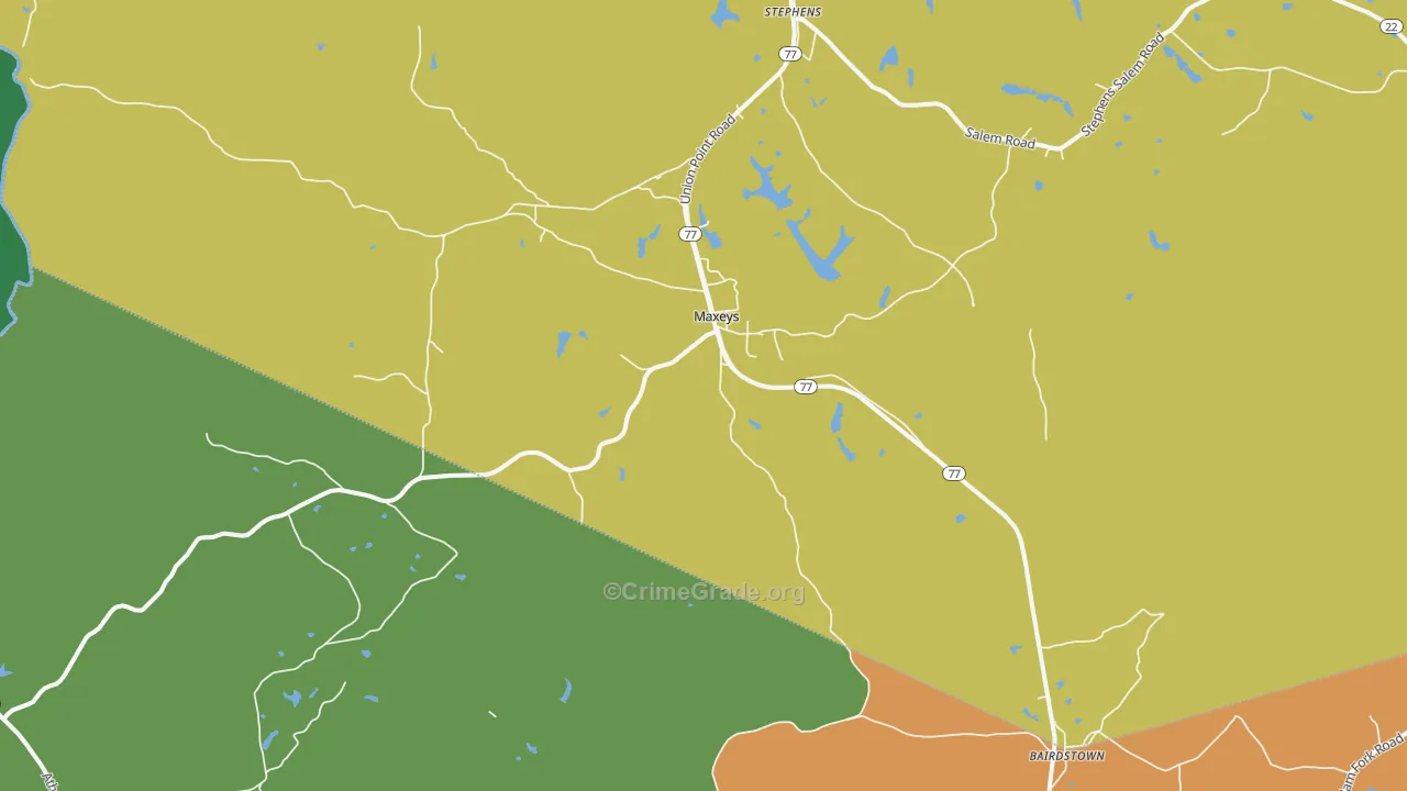 Maxeys, GA Map of Murder Rates